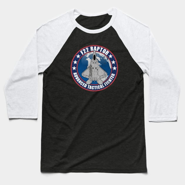 F-22 Raptor (distressed) Baseball T-Shirt by TCP